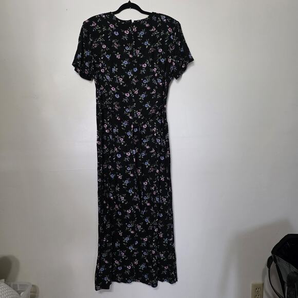 Vtg Floral Midi Dress Womens 8 Cottagecore Peasant Prairie Button Up Boho Retro - Picture 5 of 9